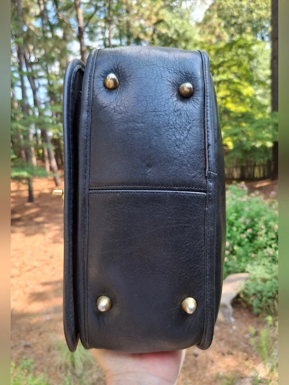 Vintage 1970's Coach Black Leather Stewardess Bag Made In NYC # 9525